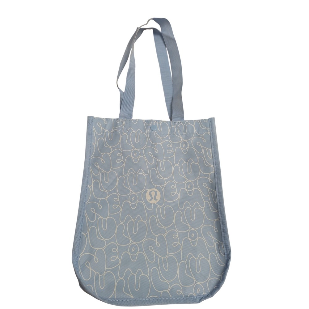 Lululemon Reusable Shopper Tote Bag Small Blue Abstract Floral Shopping Bag